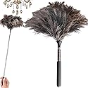 Ostrich Feathers, Dusters with Telescopic Handle, Adjustable from 17 to 40 Inch Dust Collector, Ostrich Duster for High Surfaces, Ceiling Fans