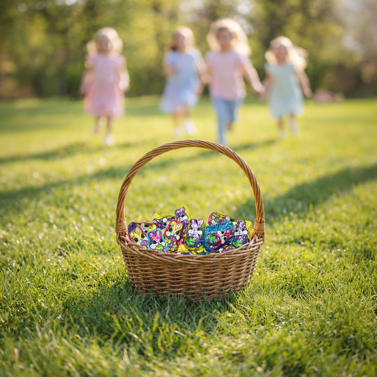 Easter Solid Milk Chocolate Mini Bunnies - 1 Pound Bulk Bag Individually Foil Wrapped Easter Chocolate Bunnies Candy for Easter Baskets, Egg Hunts