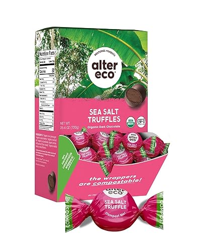 Alter Eco | Deep Dark Sea Salt Truffles | 58% Pure Dark Cocoa, Fair Trade, Organic, Non-GMO, Gluten Free Dark Chocolate Truffles | 60 Truffles