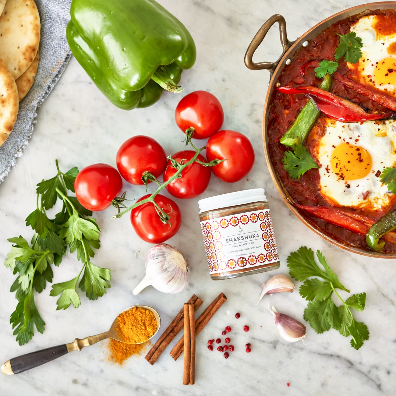 Villa Jerada, Shakshuka Spice Seasoning Mix Blend, Use on Eggs, Shakshuka, 1.76 oz (SHAKSHUKA 2 JARS)