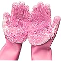 Yinceber Silicone Dishwashing Gloves, Pet Grooming Rubber Scrubbing Gloves for Dishes, Sponge Wash Cleaning Glove with Scrubbers for Housework