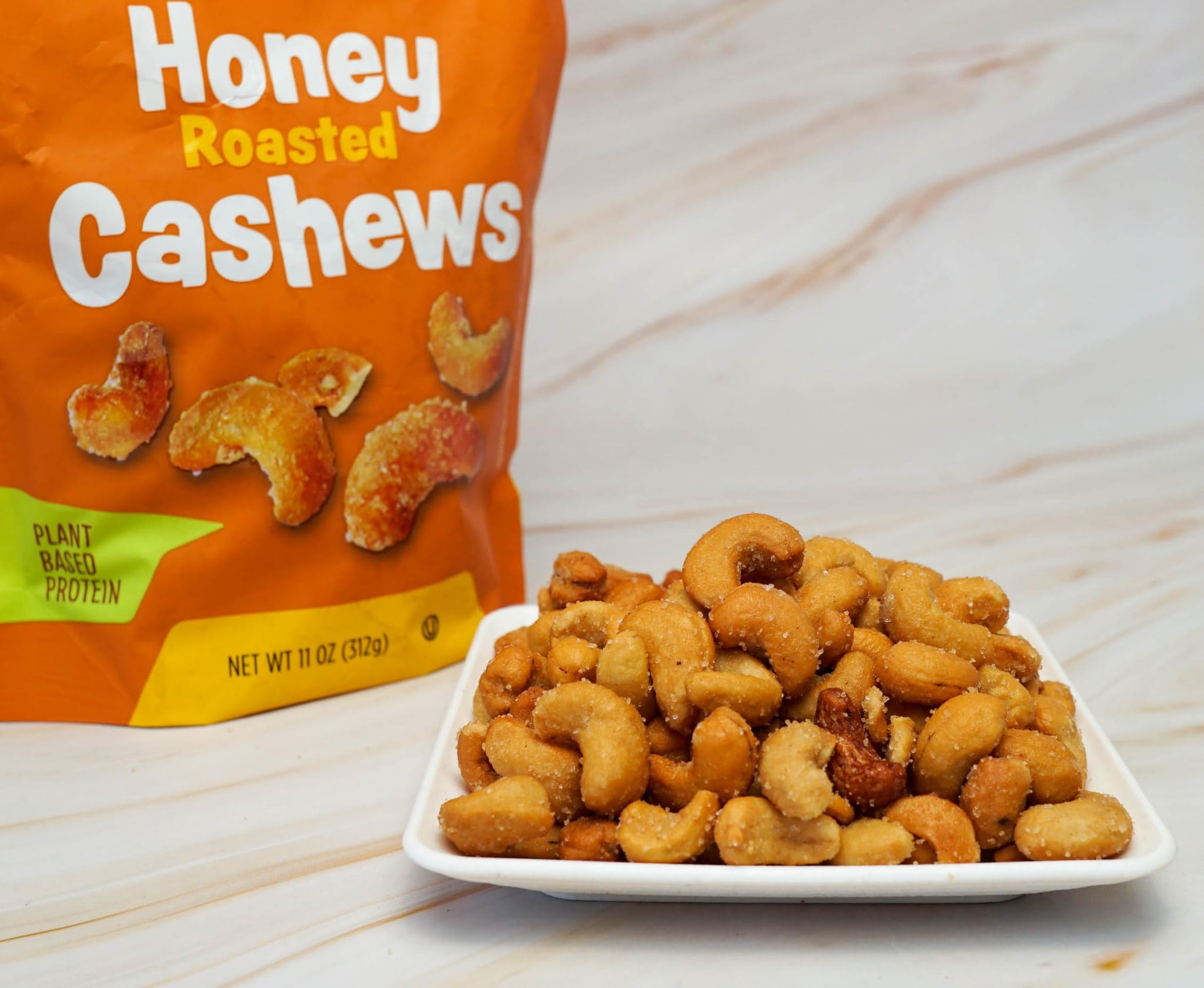 Platinum - Honey Roasted Cashews 11 oz Resealable Pouch | Flavored Cashew Nuts | Sweet Roasted & Tasty Gourmet Nut | Snack on the Go, Work, School |