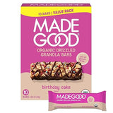 MadeGood Organic Chocolate Drizzled Birthday Cake Granola Bars (10 Count) 8.5 OZ