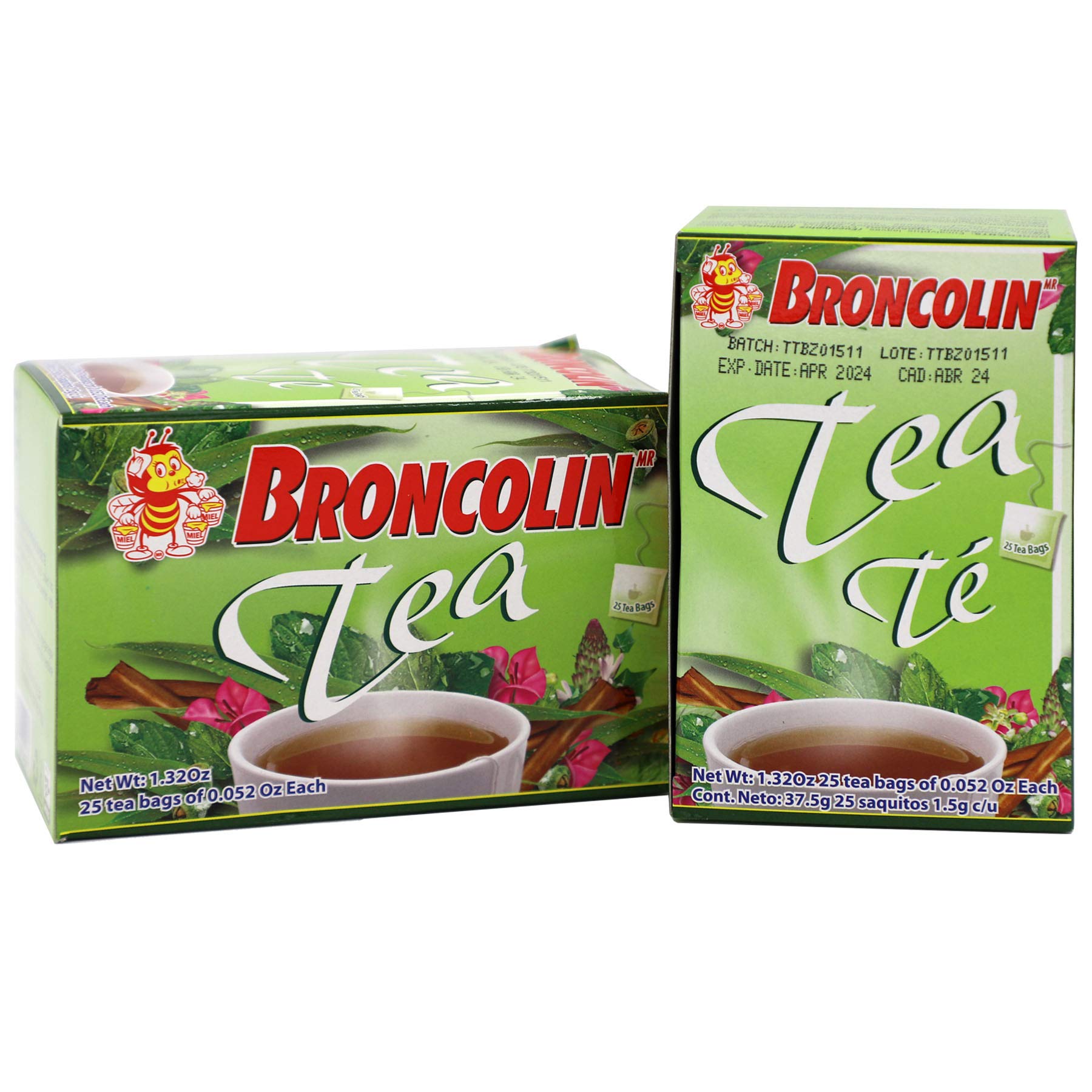 Broncolin Tea, Natural Remedy, Herbal Tea Made with Plant Extracts, 2-Pack of 25 Tea Bags