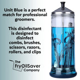 Unit Blue Germicidal Barber Disinfectant Liquid Cleaner Concentrate for Barbers - Anti-Rust Formula to Sterilize Scissors, Clips, Razors, Brush