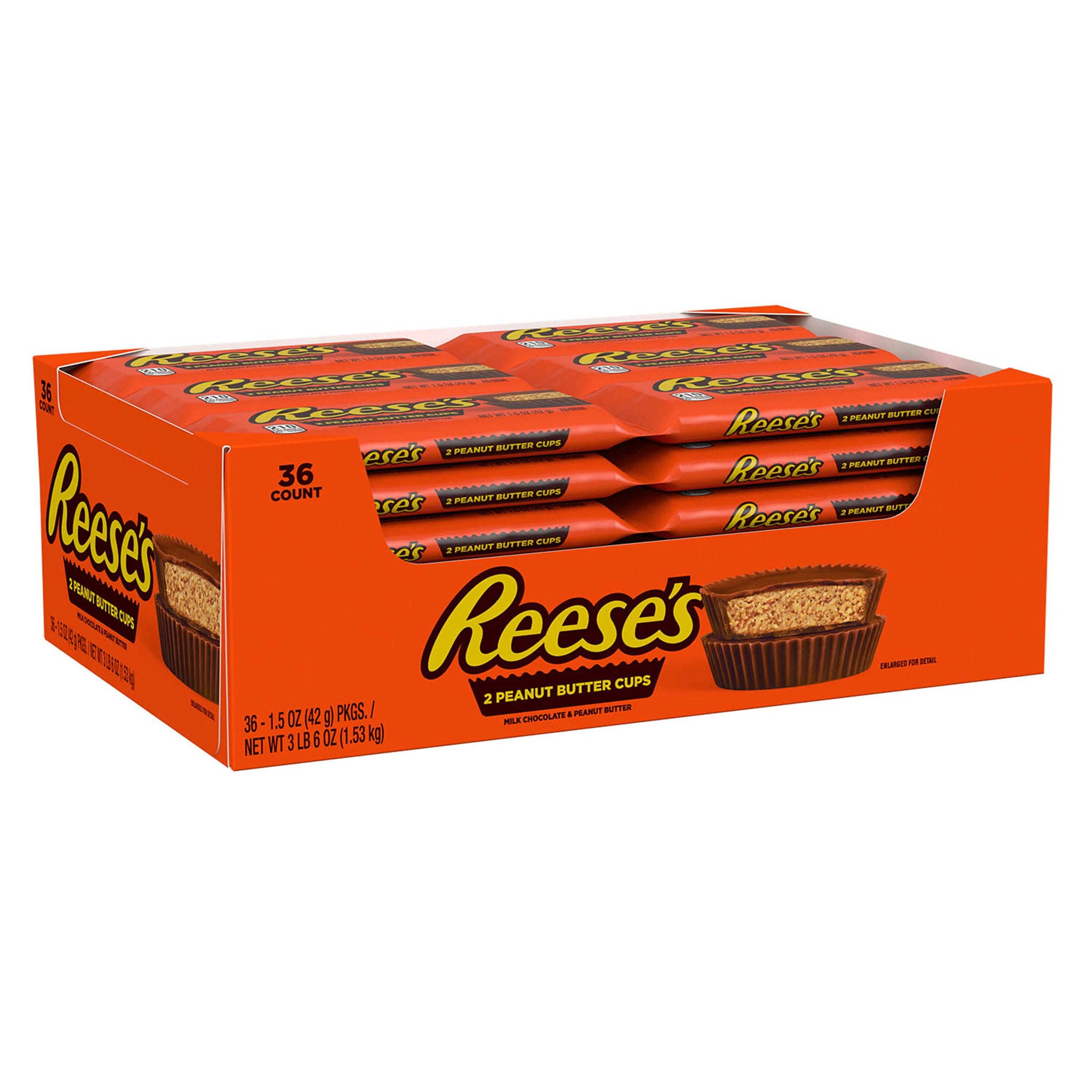 REESE'S Milk Chocolate Peanut Butter Cups, Candy Packs, 1.5 oz (36 Count)