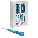Blue Rock Candy Sugar Sticks - Blue Raspberry Flavored - 12 Individually Wrapped Party Favors