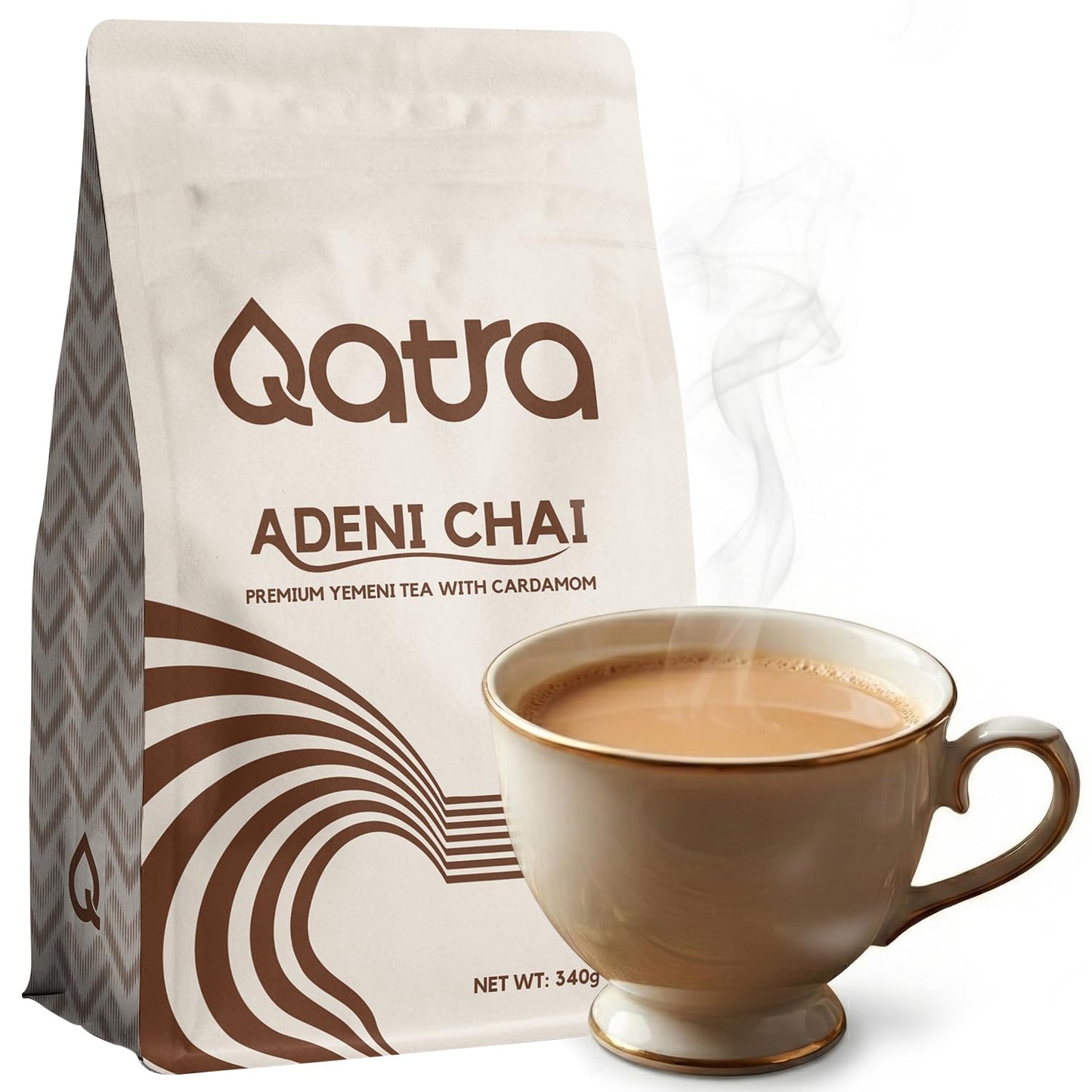 Qatra Adeni Chai - Traditional Yemeni Tea with Cardamom | Rich & Creamy Milk Tea | Authentic Adeni Chai Blend | Premium Loose Tea 340g