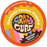 Crazy Cups Flavored Coffee for Keurig K-Cup Machines, Bananas Foster Flambe', Hot or Iced Drinks, 22 Single Serve, Recyclable Pods