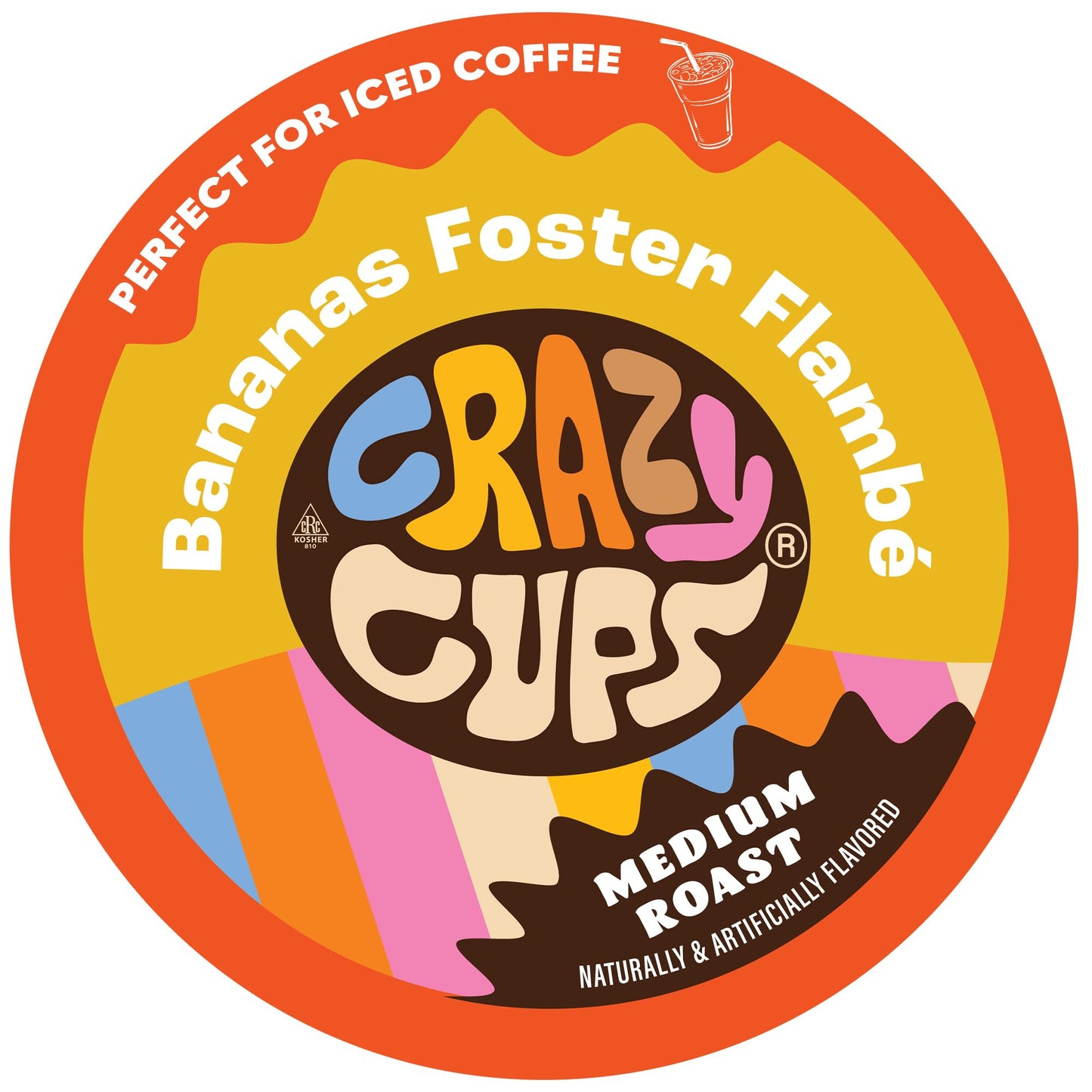 Crazy Cups Flavored Coffee for Keurig K-Cup Machines, Bananas Foster Flambe', Hot or Iced Drinks, 22 Single Serve, Recyclable Pods
