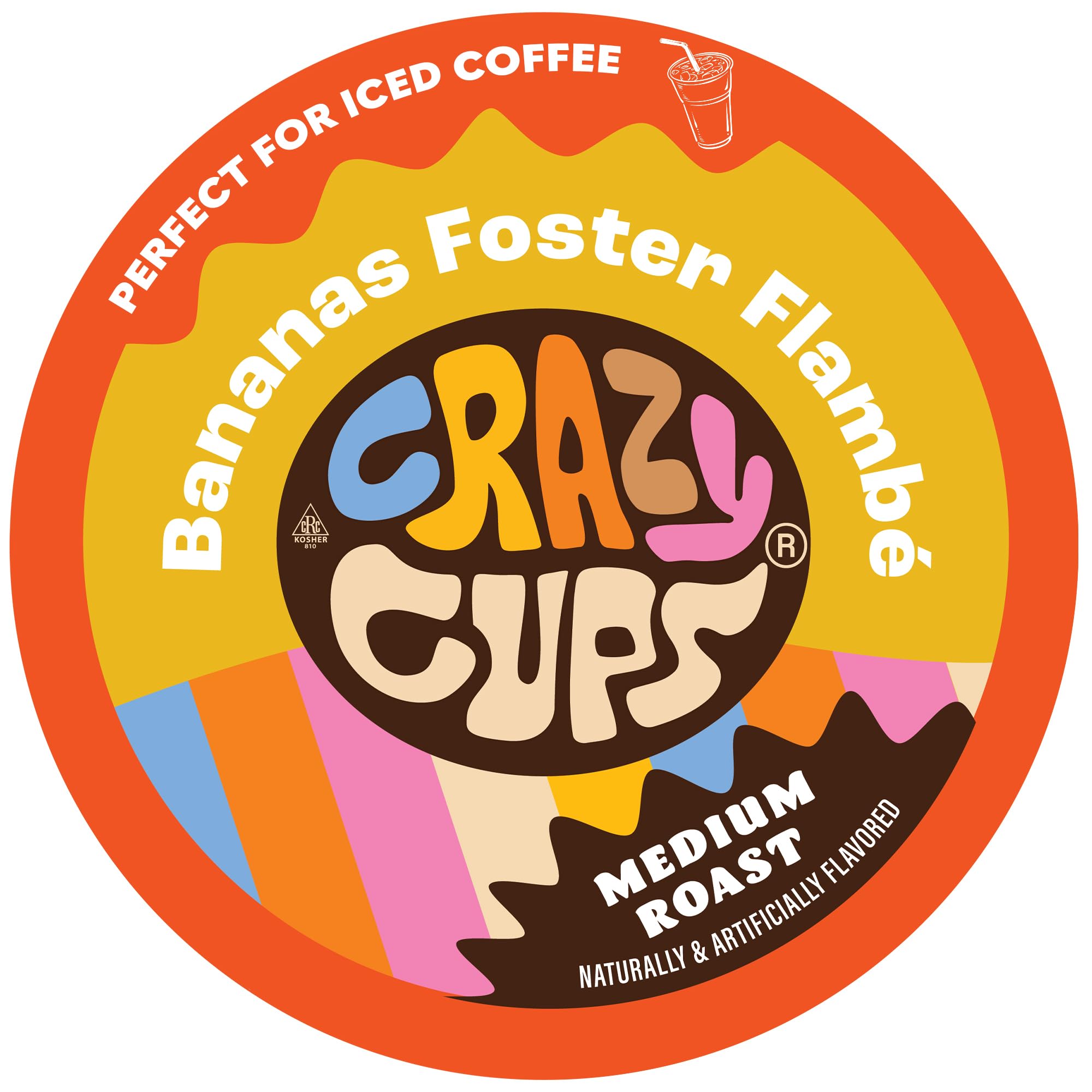 Crazy Cups Flavored Coffee for Keurig K-Cup Machines, Bananas Foster Flambe', Hot or Iced Drinks, 22 Single Serve, Recyclable Pods