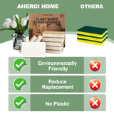 Aheroi Natural Dish Sponge, 18 Count FSC Certified Plant-Based Biodegradable Kitchen Sponges for Dishes, Compostable Eco Friendly Sponges, Organic