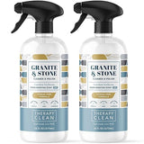 Therapy Granite Cleaner & Polish (2 Pack) - Granite Countertop Cleaner for Marble, Soapstone, Quartz, Quartzite, Slate, Limestone, Corian, Laminate