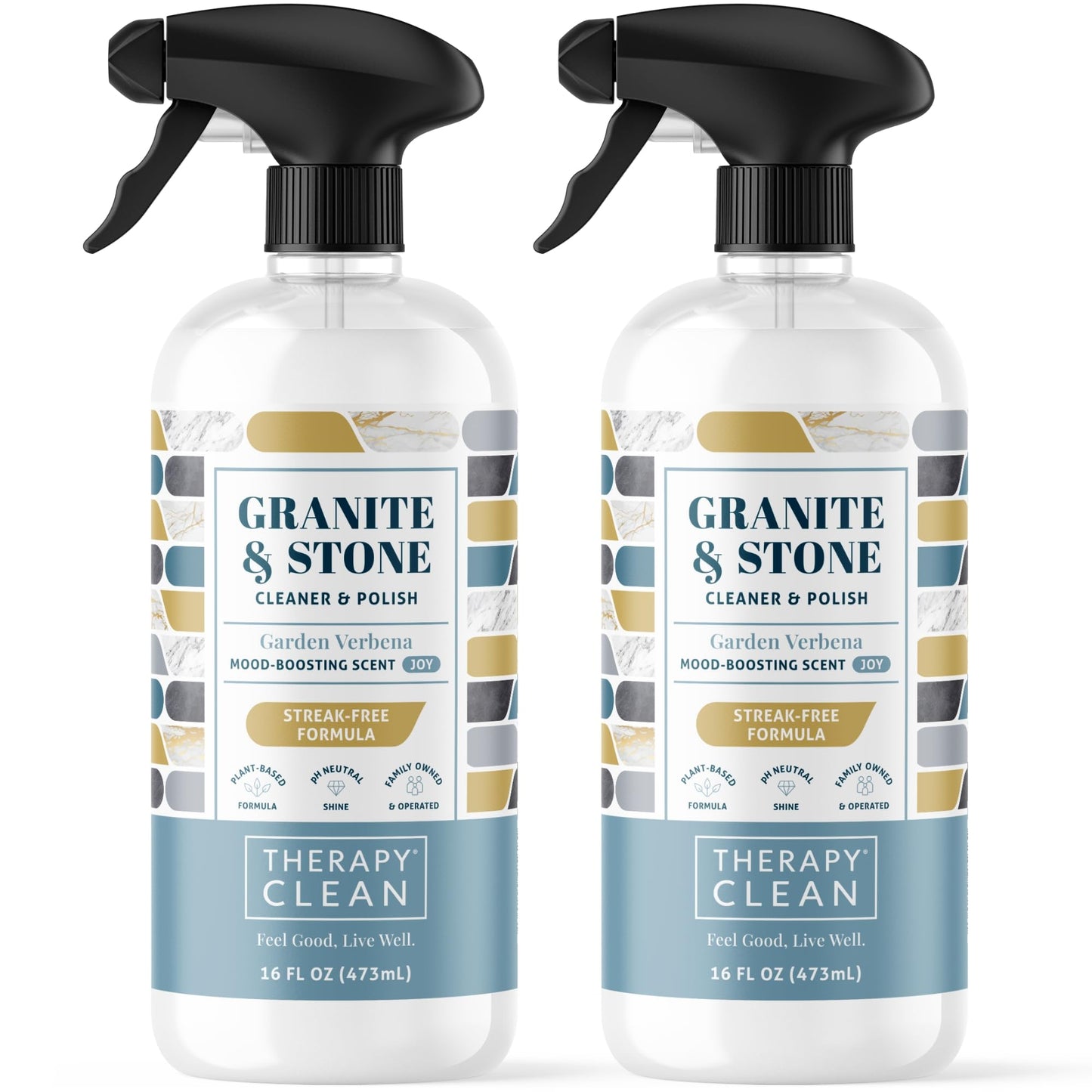 Therapy Granite Cleaner & Polish (2 Pack) - Granite Countertop Cleaner for Marble, Soapstone, Quartz, Quartzite, Slate, Limestone, Corian, Laminate