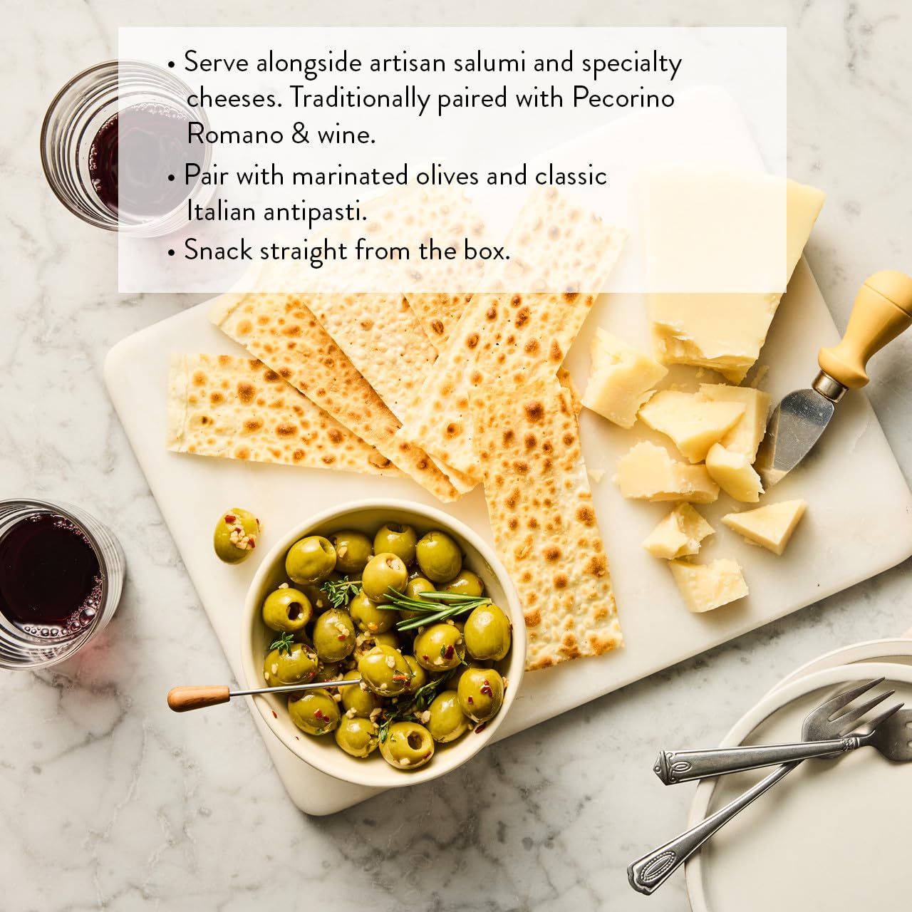 DeLallo Parchment Crackers, Flatbread Crackers with Crisp Light Texture, Made in Italy with Italian Olive Oil, Preservative Free, Non-GMO, Vegan, 2.65