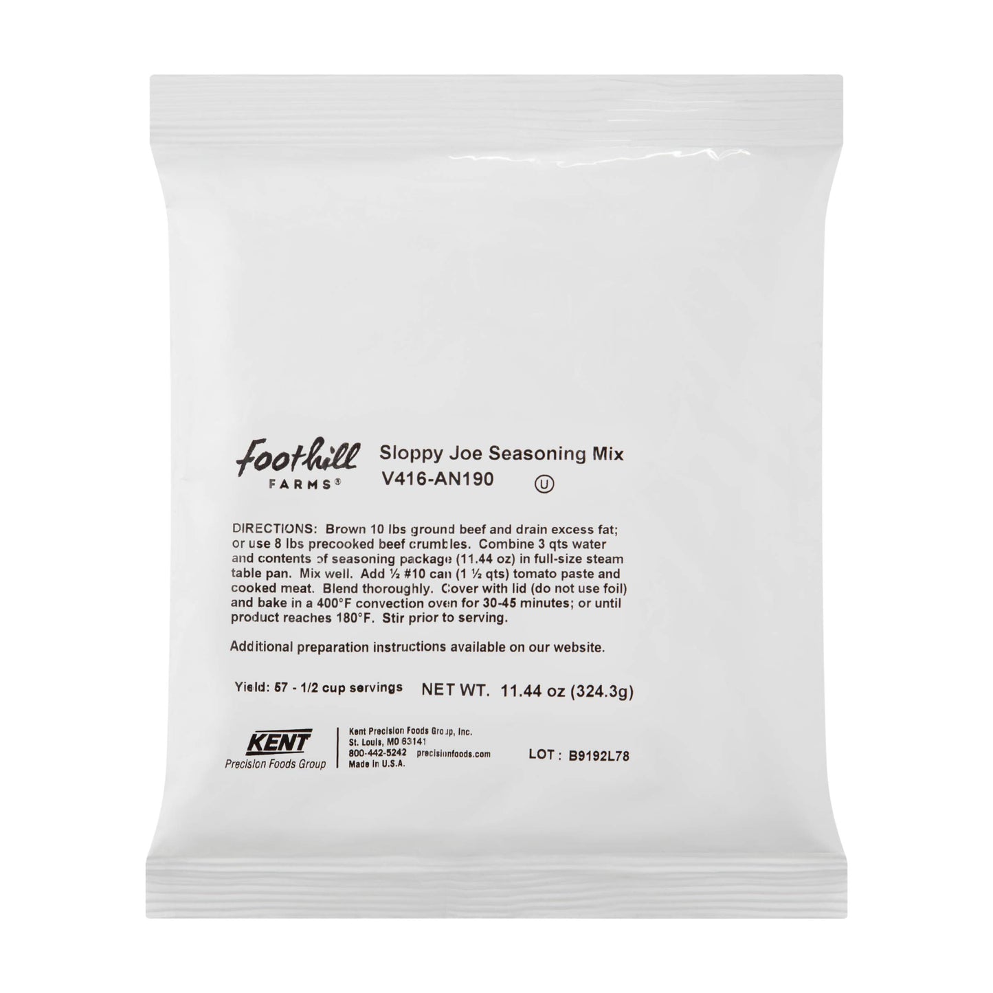 Foothill Farms Sloppy Joe Seasoning Mix, Simple Preparation, Flavorful & Zesty Blend of Onions & Spices, Just Add Your Favorite Protein & Tomato