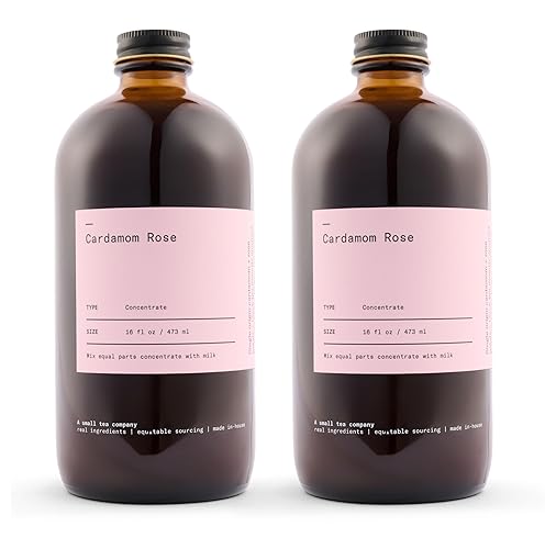 Dona Cardamom Rose Tea Concentrate, Small-Batch, Single-Origin Spices, Hot or Iced Chai, 16 Fl Ounce Bottles (Pack of 2) (Standard, 32, Fl Oz)