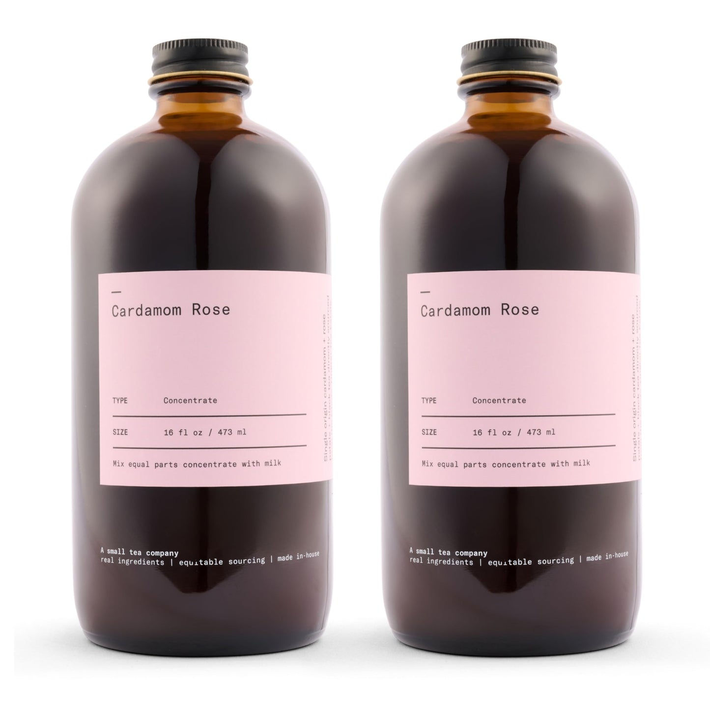Dona Cardamom Rose Tea Concentrate, Small-Batch, Single-Origin Spices, Hot or Iced Chai, 16 Fl Ounce Bottles (Pack of 2) (Standard, 32, Fl Oz)