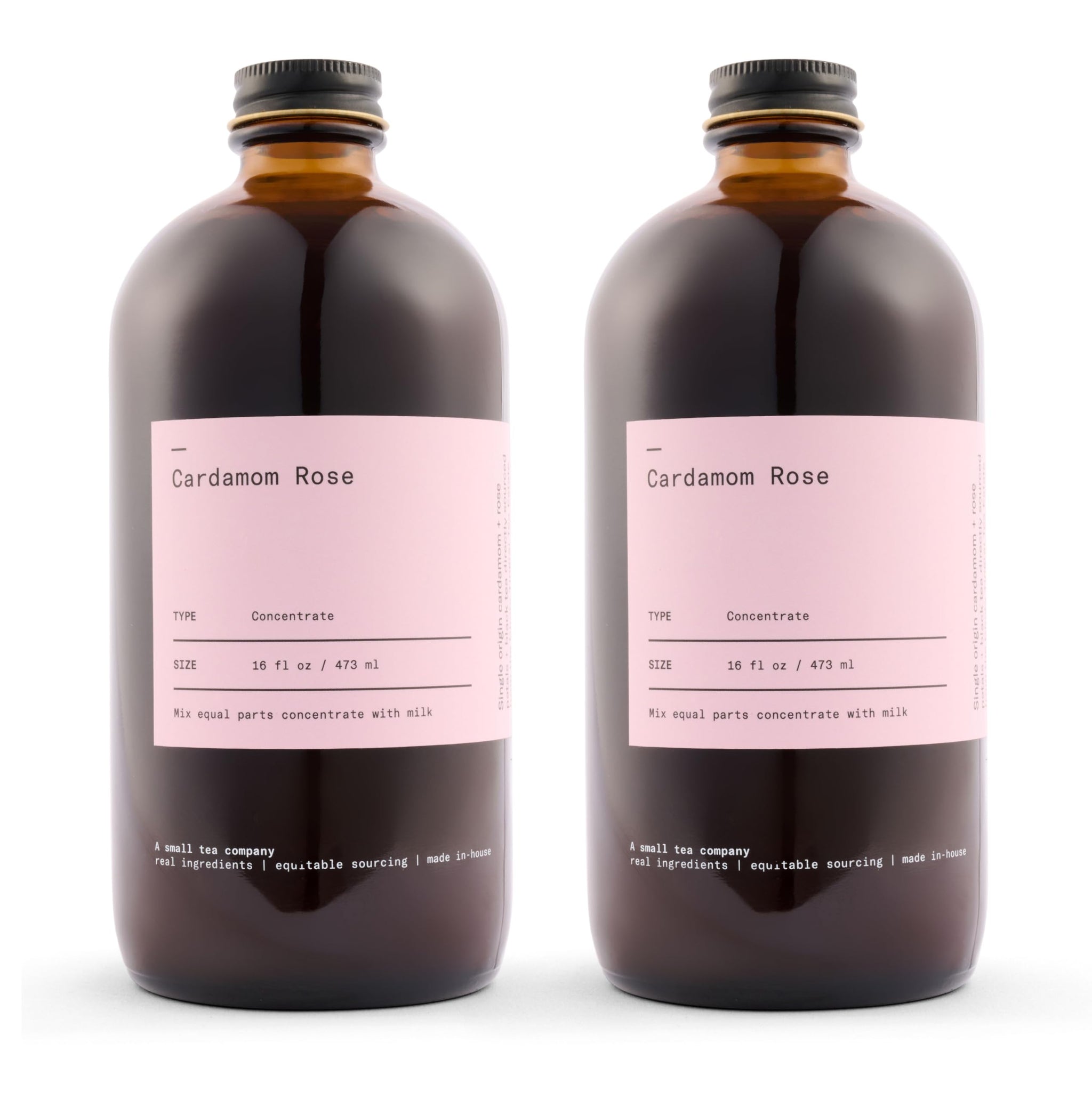 Dona Cardamom Rose Tea Concentrate, Small-Batch, Single-Origin Spices, Hot or Iced Chai, 16 Fl Ounce Bottles (Pack of 2) (Standard, 32, Fl Oz)