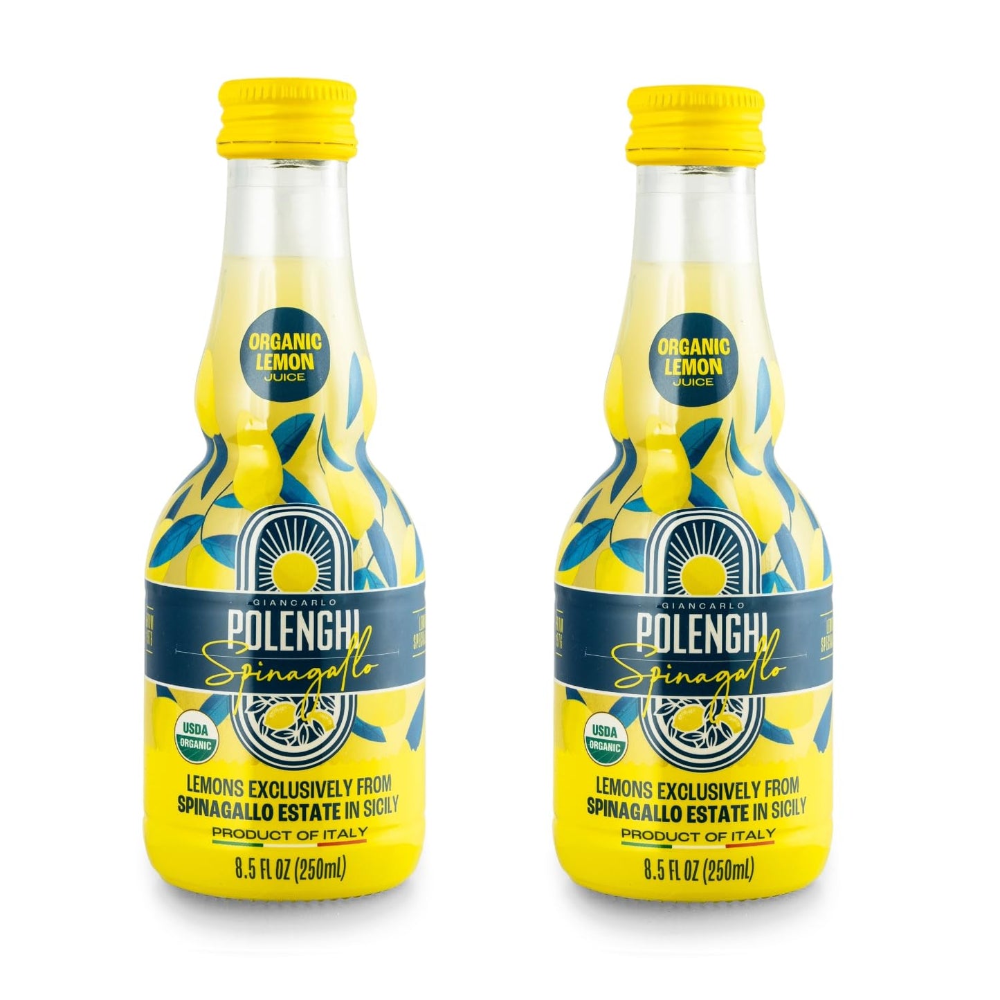 Polenghi Spinagallo Organic Sicilian Lemon Juice - 100% Pure, Hand-Harvested Femminello Siracusano Lemons from Syracuse, Sicily - Ethical