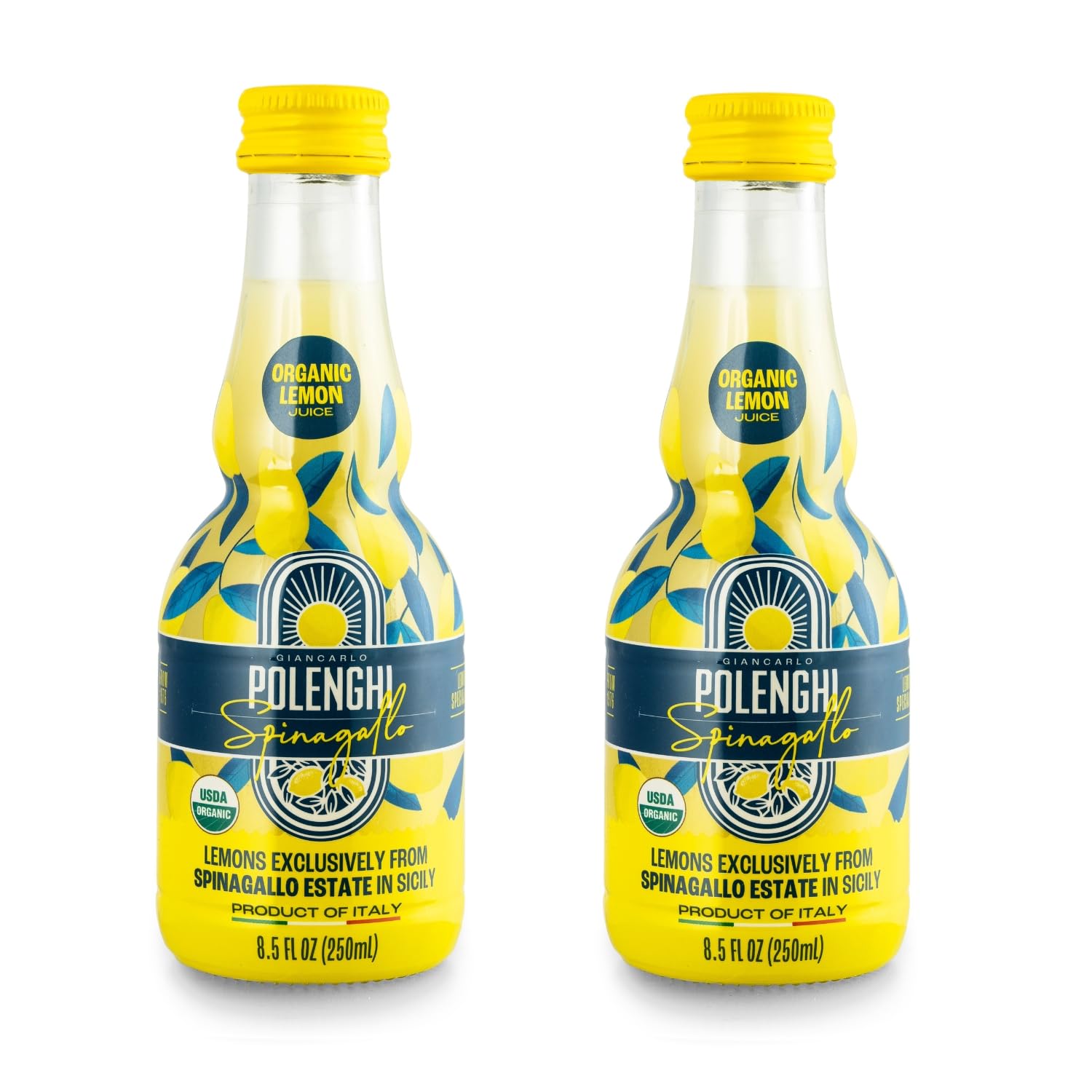Polenghi Spinagallo Organic Sicilian Lemon Juice - 100% Pure, Hand-Harvested Femminello Siracusano Lemons from Syracuse, Sicily - Ethical