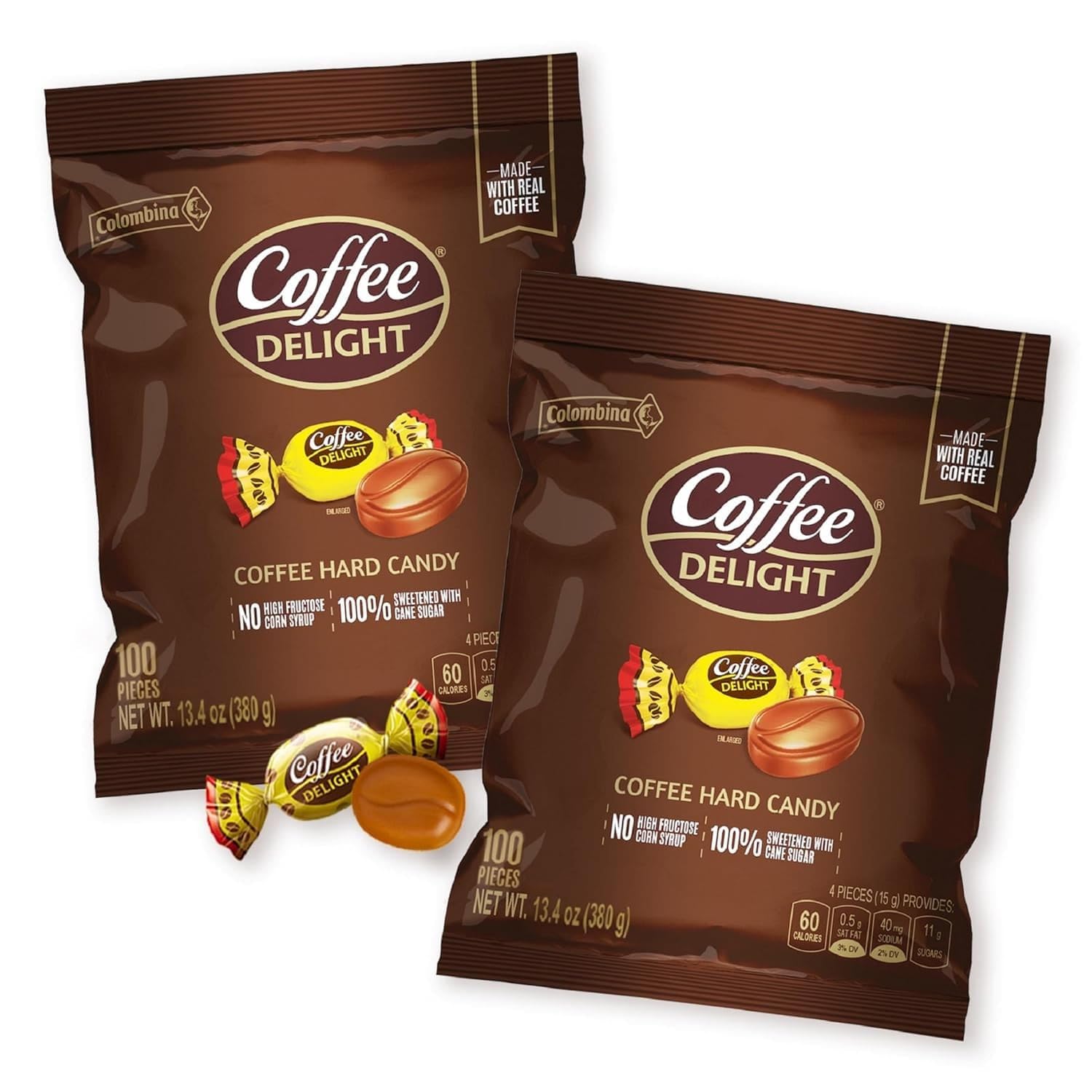 Colombina Coffee Delight Hard Candy, Gluten-Free Coffe?-Flavored Candies Made w/Authentic Colombian Coffee, 2 Pack (200 Count)
