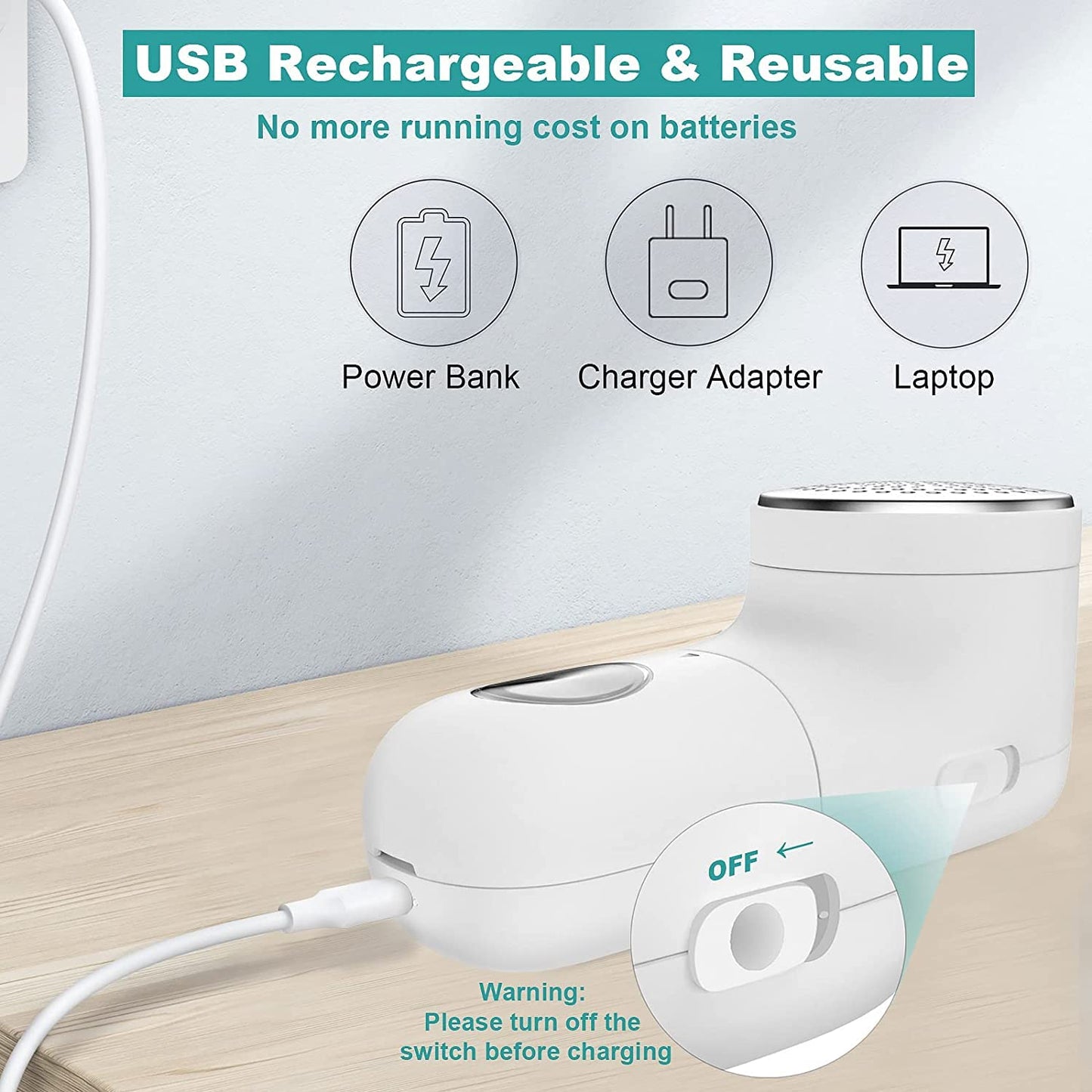 Fabric Shaver Rechargeable, Lint Remover with 3 Blades, Portable Sweater Shaver Lints Fuzzs Pills Pilling Remover for Clothes, Furniture, Couch