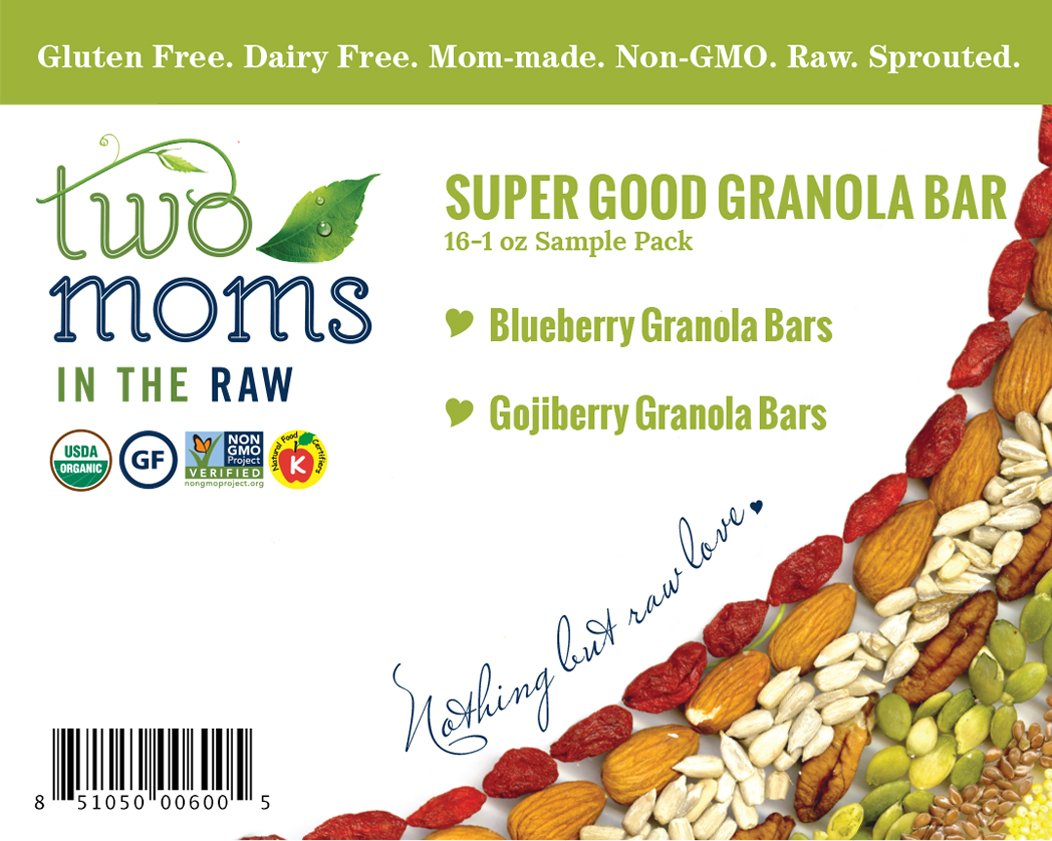 Two Moms in the Raw Gluten Free Granola Bars, Super Good Organic, Variety Pack, 16 Count