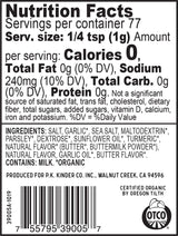 Kinder's Organic Buttery Garlic Salt, Premium Quality Seasoning, MSG Free and USDA Certified Organic, 2.75 oz