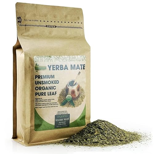 Organic Yerba Mate Loose Leaf Tea - Unsmoked Traditional South American Mate - Natural Energy & Focus - USDA Certified - Premium Aged Leaves - 14 oz.