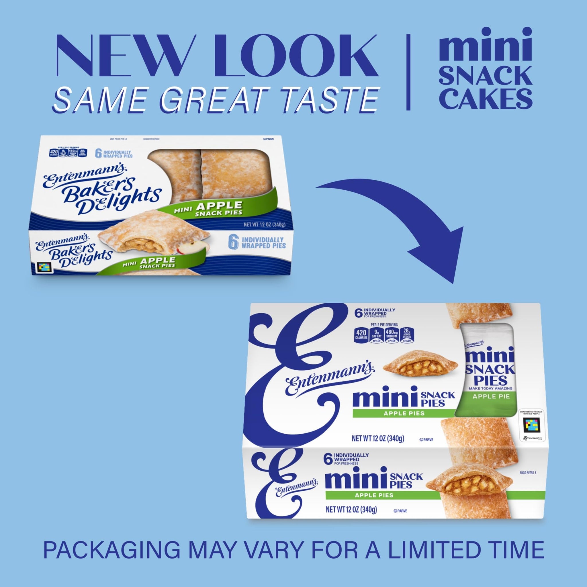 Entenmann’s Minis Apple Snack Pies, Box of Apple Pies, 12 oz, 6 Count