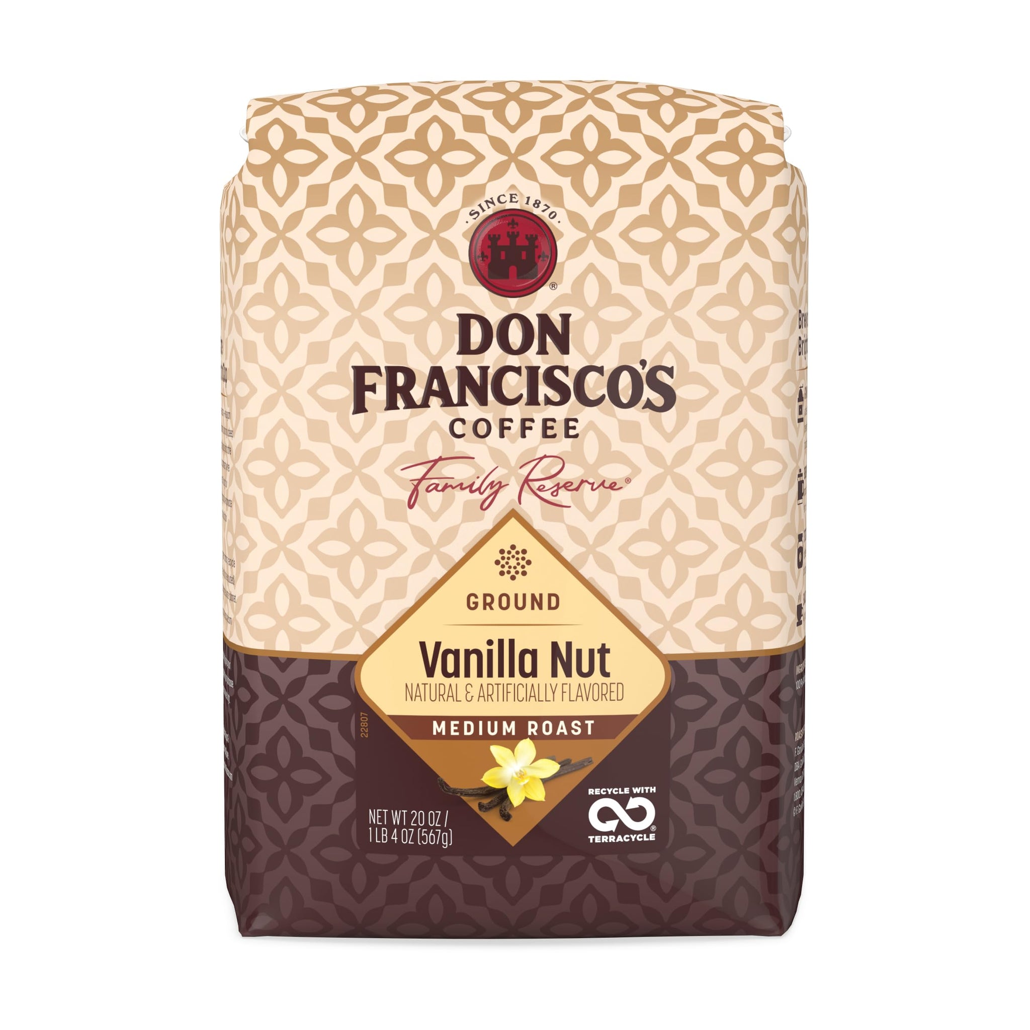 Don Francisco's Vanilla Nut Ground Coffee, Medium Roast - 100% Arabica, Flavored Coffee, 20 oz Bag