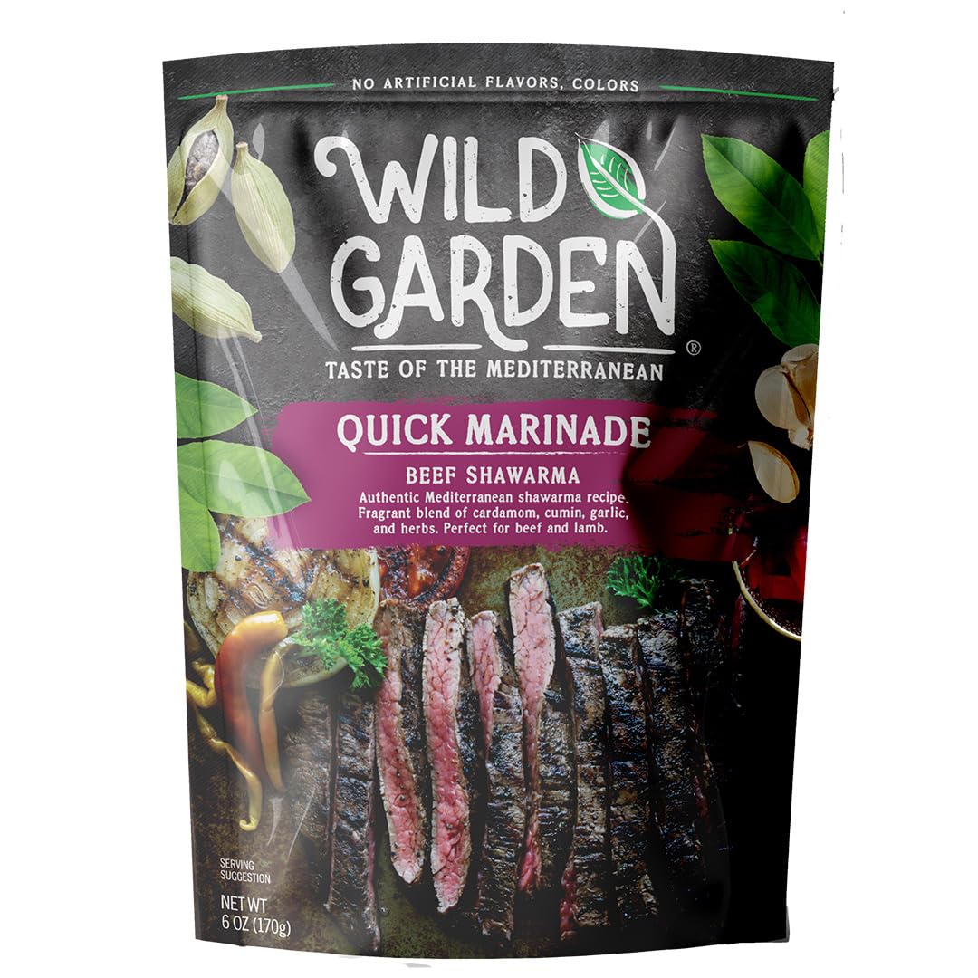 Wild Garden Ready-To-Use Marinade, Gourmet Beef Shawarma Seasoning, Authentic Recipe with No Additives, No Preservatives, Bold, Flavorful, Perfect