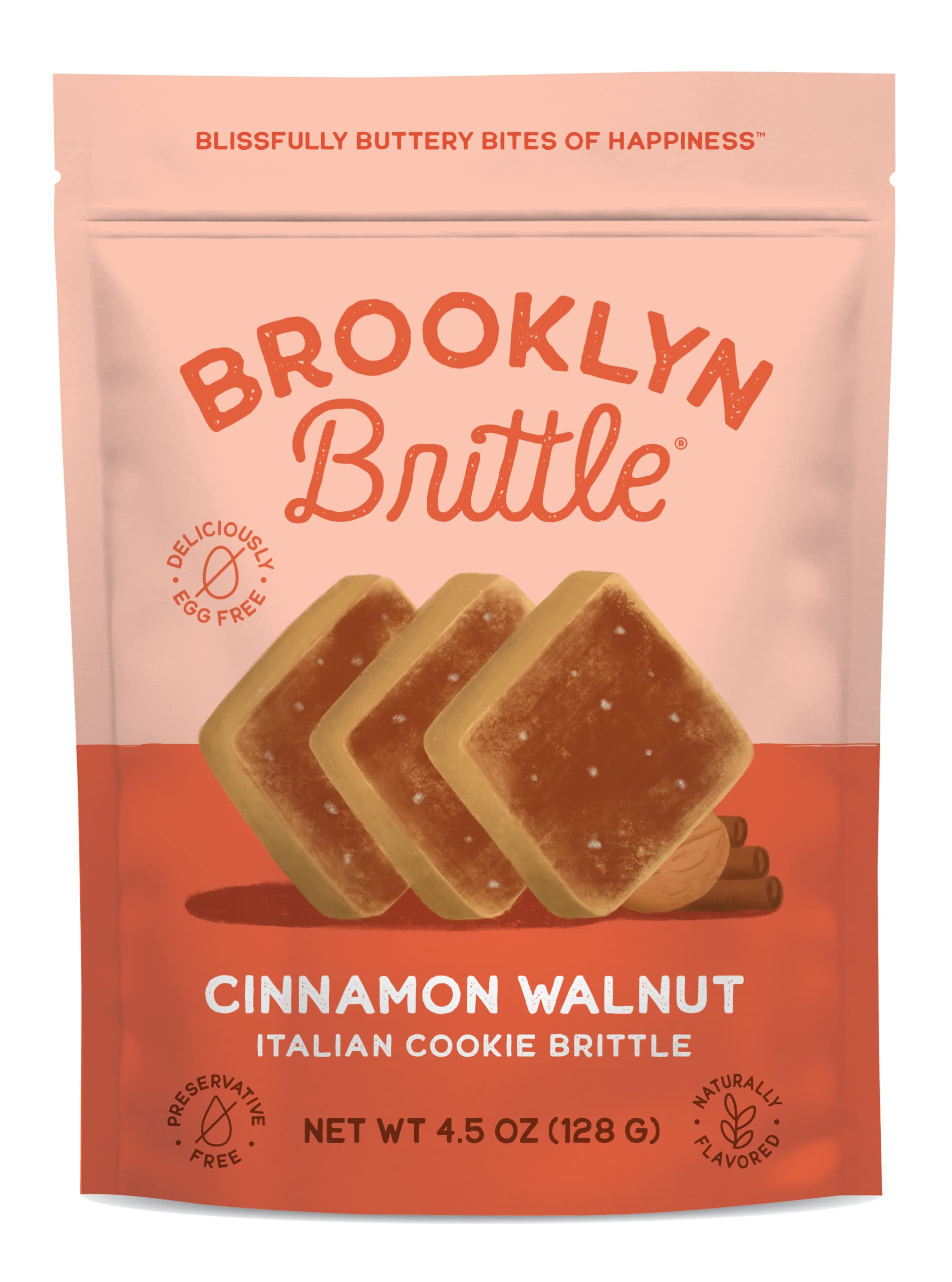Brooklyn Brittle Cinnamon Walnut Crispy Snack Buttery Crunch Infused Italian Cookie Brittle Snack with Warm Cinnamon and Nutty Walnuts Perfect