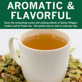 Spices Village Linden Flower Tea, 2 oz, All-Natural Linden Leaf & Flower, Kosher, Gluten Free, Vegan, Non GMO, Resealable Bulk Bag
