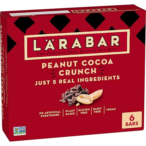 Larabar Peanut Cocoa Crunch, Fruit and Nut Bars, Gluten Free and Vegan, 6 Ct, 9.6 oz