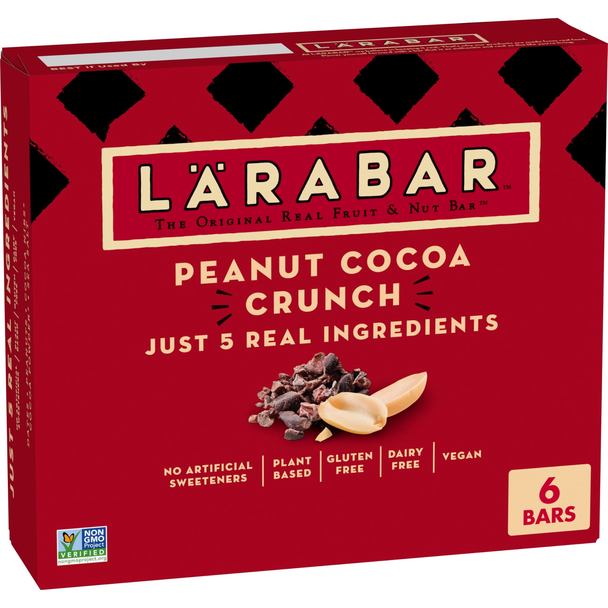 Larabar Peanut Cocoa Crunch, Fruit and Nut Bars, Gluten Free and Vegan, 6 Ct, 9.6 oz