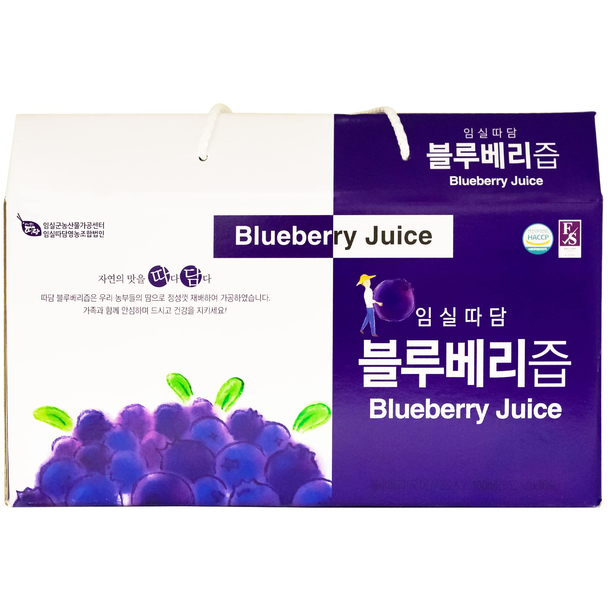 KOREA Ttadam Blueberry Juice (Blueberry) 3.52oz (100ml) per Pack, 30 Pack per Box