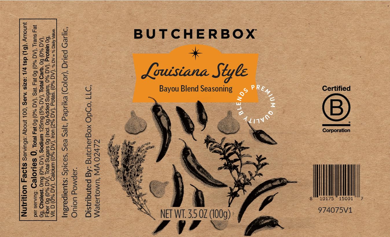 ButcherBox Cajun Style Bayou Blend Seasoning, Premium Quality Blends, 3.5 oz