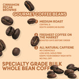Sarasota Coffee Whole Bean Cinnamon Pecan Brownie | Medium Roast Gourmet Flavored Coffee Beans | Low Acid, Mold Free, Specialty Grade Bulk Coffee