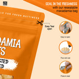 Oh! Nuts Macadamia Nuts - 1 lb - Dry Roasted Unsalted Macadamia Nuts - Oven Roasted - No Oil - Packed in New York Zip-Seal Bag for Exceptional
