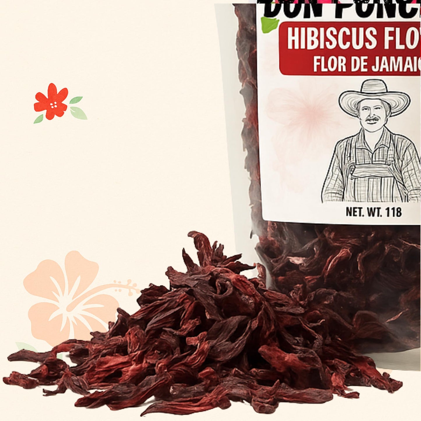 Don Ponchos - Hibiscus Flowers - Flor De Jamaica - 1lb - Product of Mexico