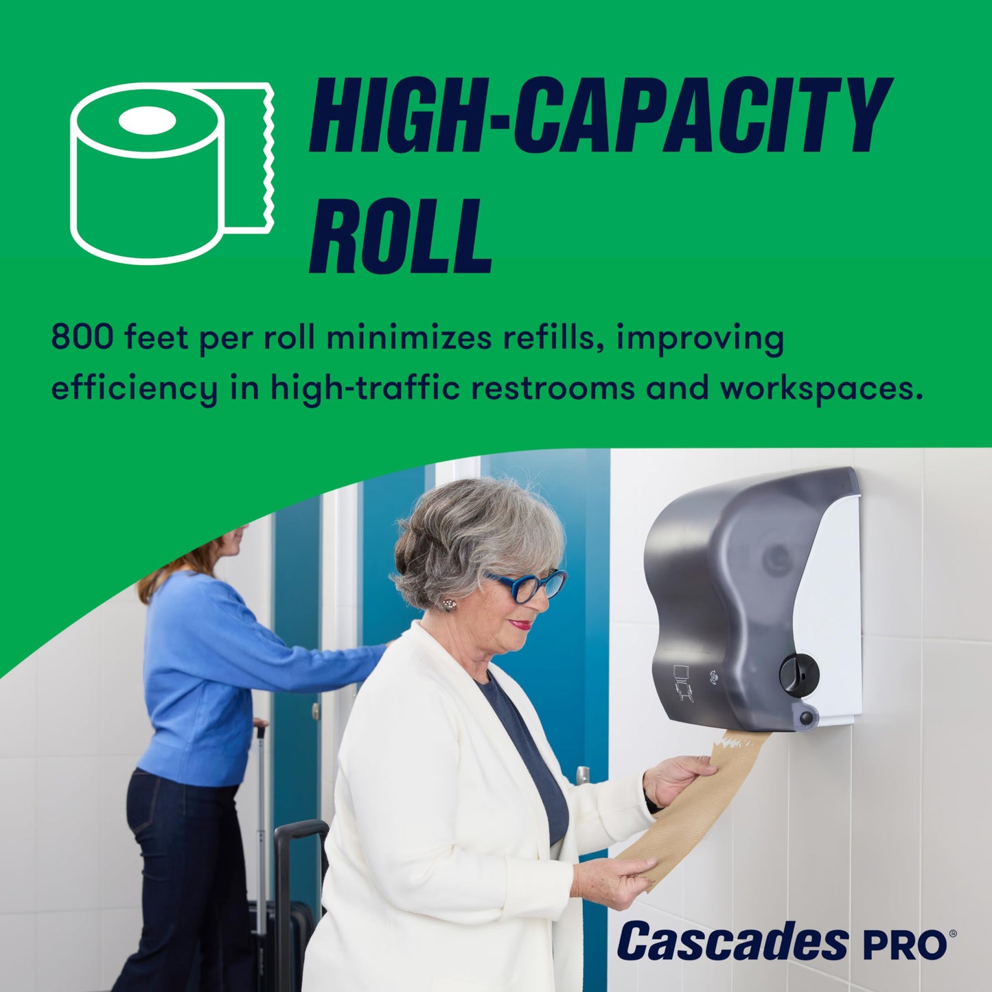 Cascades PRO Select Strong and Absorbent Hand Paper Towels - Suitable for Most Universal Dispensers- Paper Towel Rolls Bulk - 800 Feet/ Roll, 6