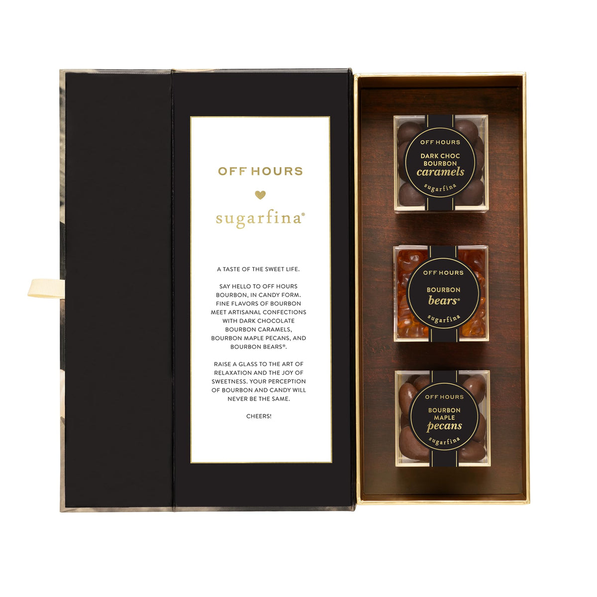 Sugarfina The Bourbon Collection 3 Piece Candy Bento Box | Non-Alcoholic, Bourbon-Flavored Candy