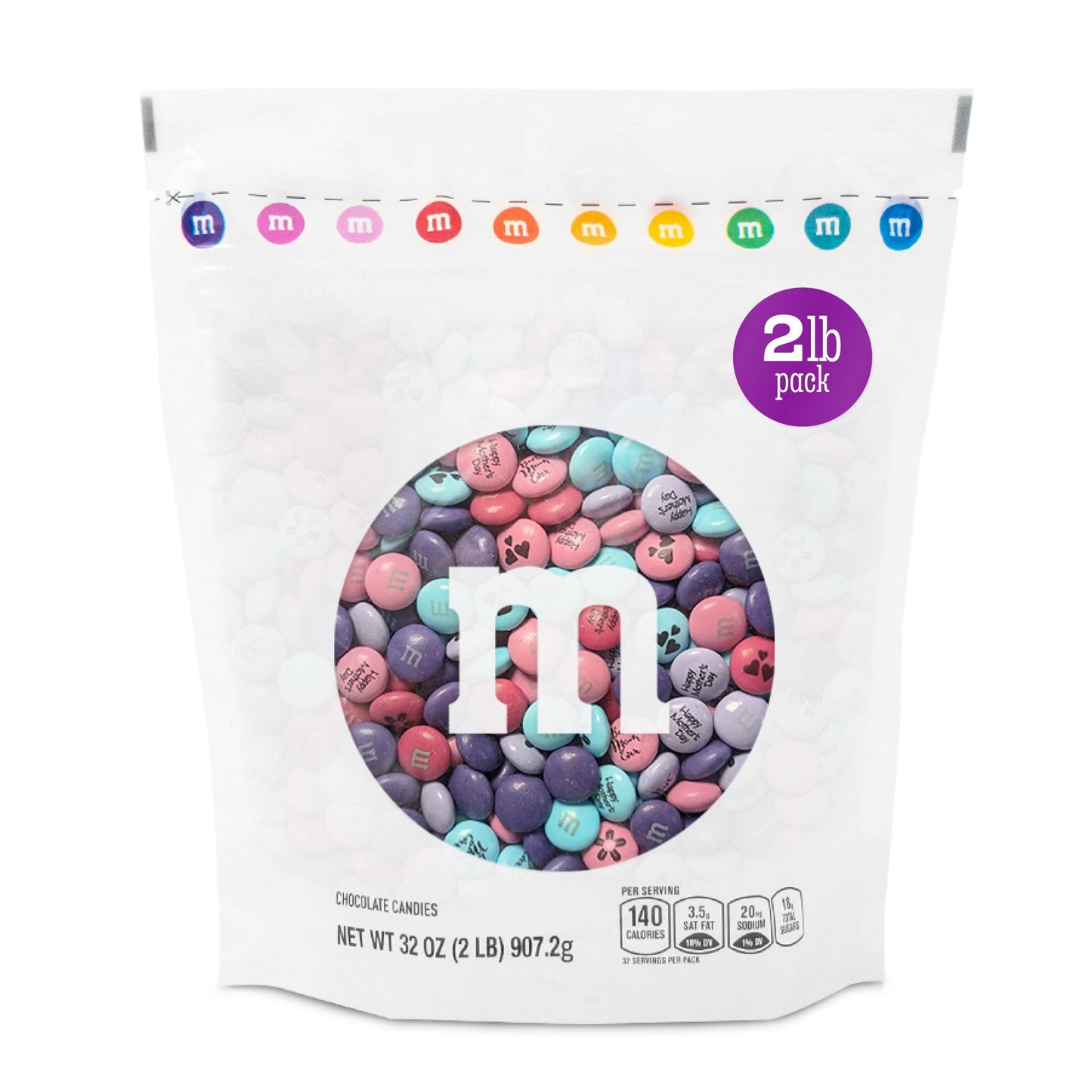 M&M’S WORLD Mother's Day Milk Chocolate Candy - 2lbs of Bulk Chocolate Candies in a Resealable Pack, For Mother's Day Celebrations