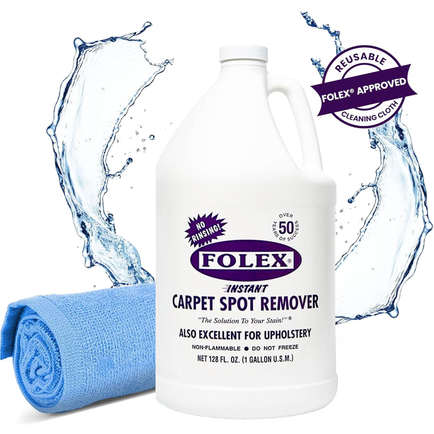 FOLEX Instant Carpet Spot Remover 128 oz - Powerful Stain Remover for Carpets, Upholstery & Rugs - Eliminates Pet Stains, Grease, Red Wine, Food