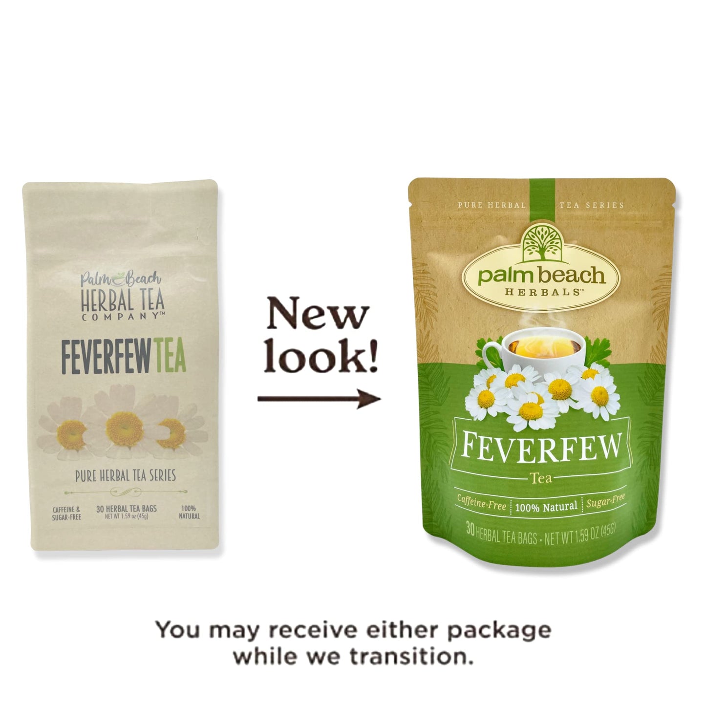 Palm Beach Medicinal Herbs - Feverfew Tea - Pure Herbal Tea Series, 30ct