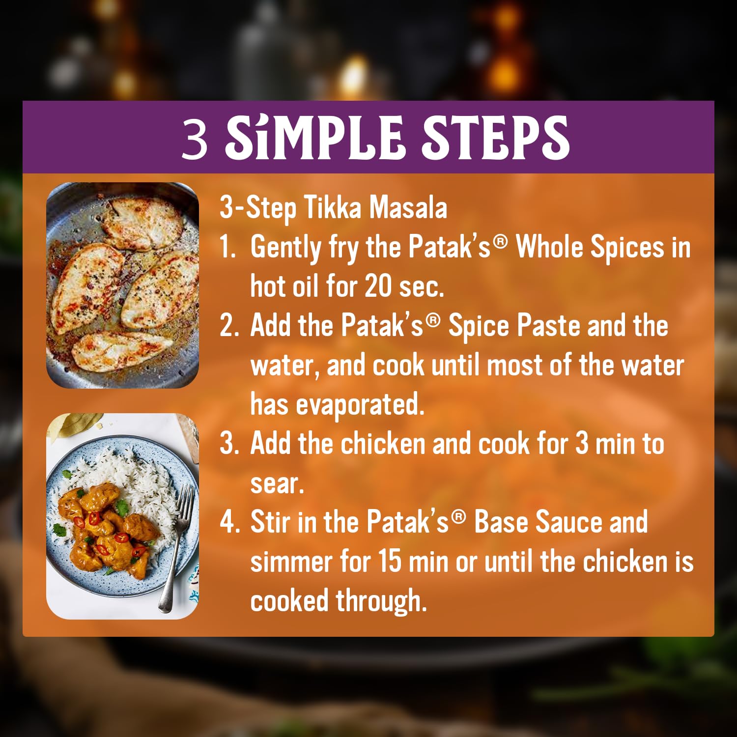 Patak’s 3-Step Curry Sauce Kit Variety Pack (1 Tikka Masala, 1 Butter Chicken) - Vegetarian Meal Kit for Easy Home Cooking - Includes Whole Spices