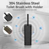 DOWRY Toilet Bowl Brush and Holder for Bathroom, Deep Cleaning Toilet Brush and Holder Set with Long Handle, Hidden Toilet Bowl Brush with Replaceable