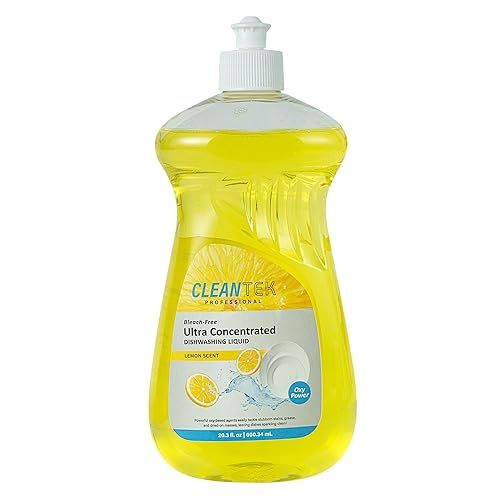Restaurantware Dishwashing Liquid 24 Pack of 20.3 fl. oz Ultra Concentrated Liquid Dish Soap OXY Power Lemon Scent Dishwashing Detergent Bottle